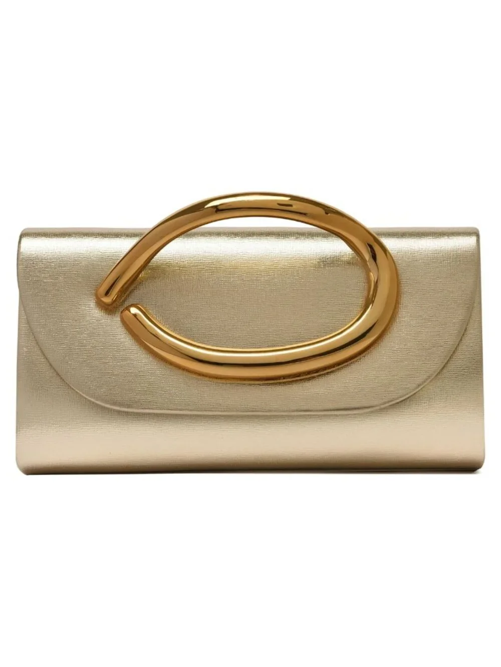 Vegan Leather Evening Clutch with Gold Handle Detachable Chain